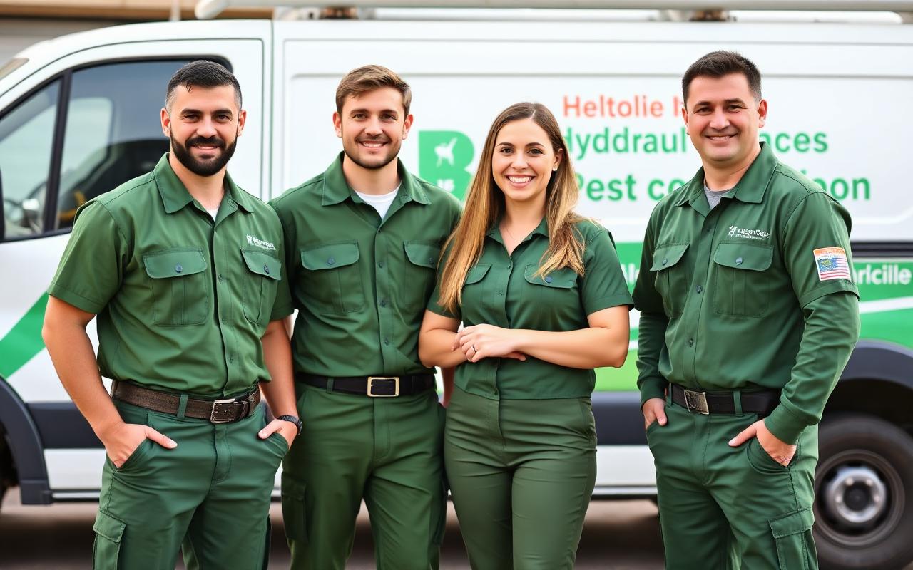 Equipe da GS Serviços Técnicos uniformizada